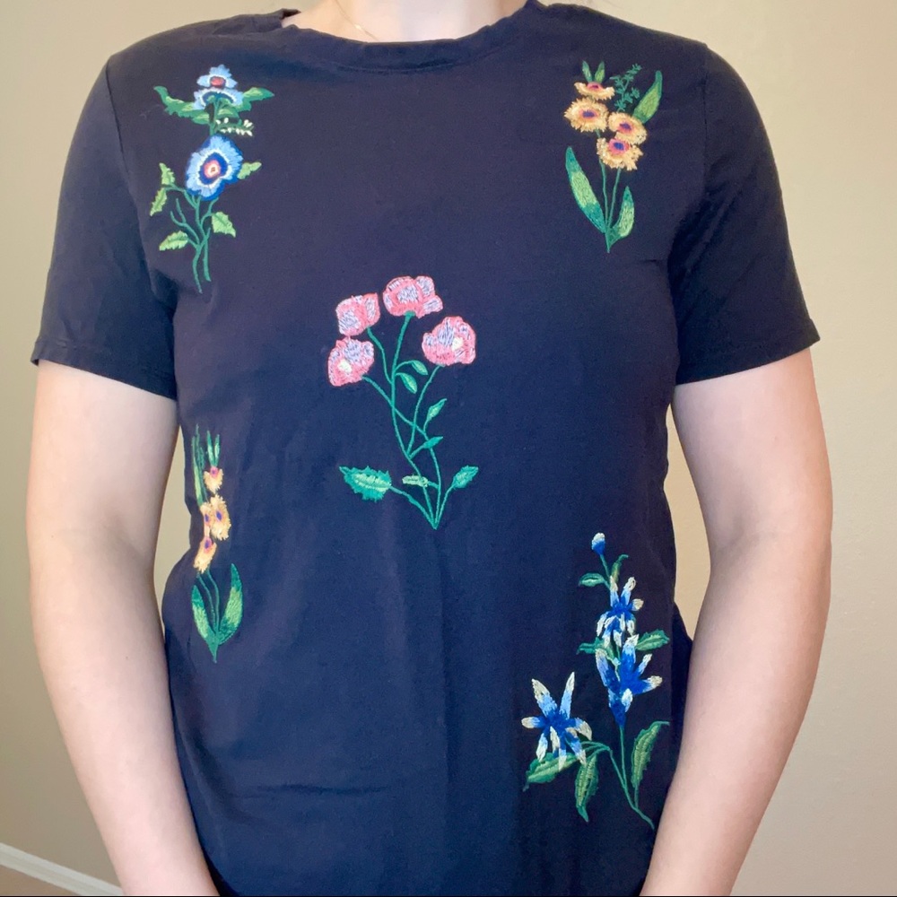 Black Floral Embroidered Top